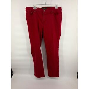 Lauren Jeans Co Ralph Lauren Red Straight Leg Jeans Womens 14 Mid Rise Stretch